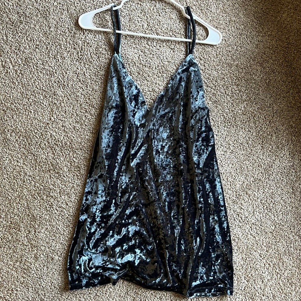 Tobi blue velvet shift dress size L